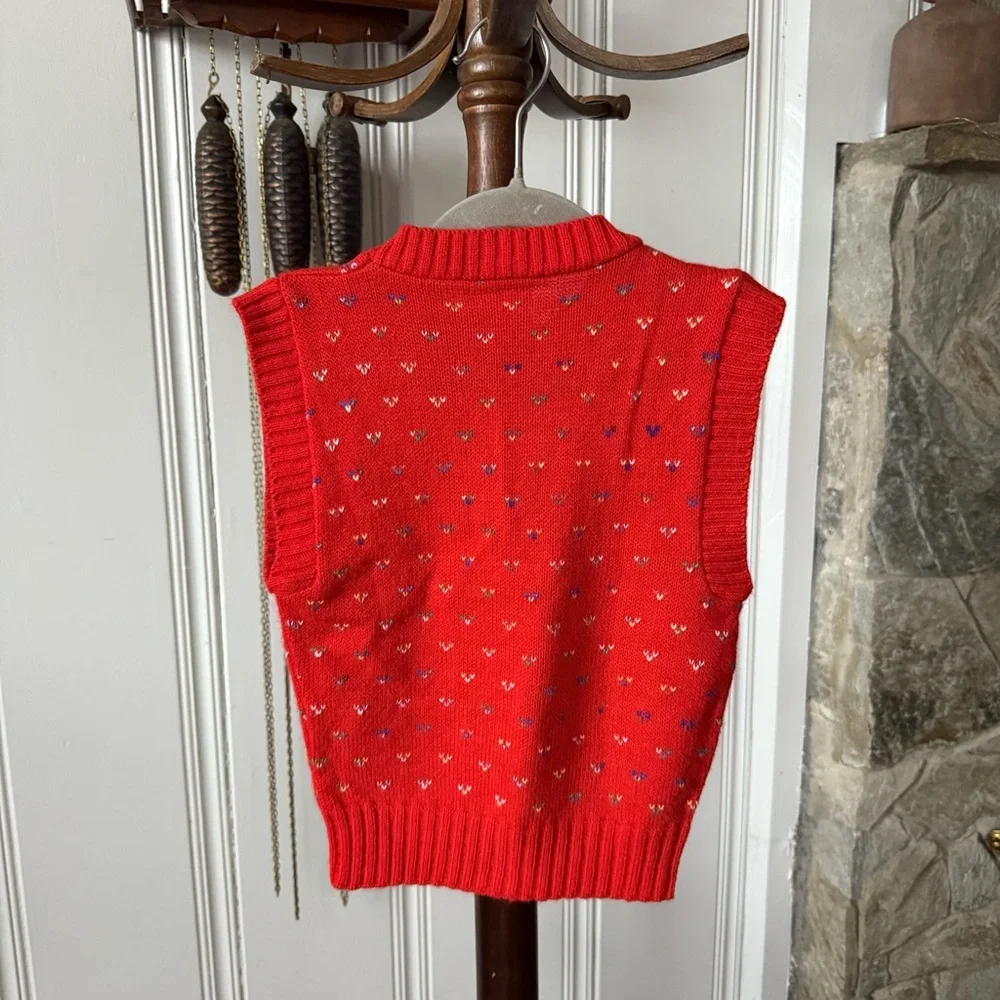 Vintage Kids Red Sleeveless Sweater Vest